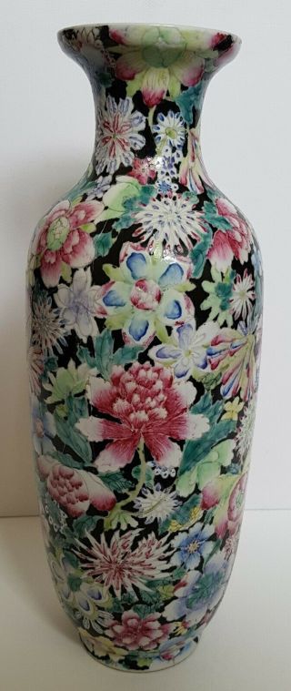 Large Antique Chinese Porcelain Famille Rose/ Famille Noire Millefiori Vase