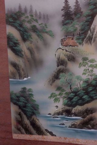 ANTIQUE CHINESE 19TH CENTURY LARGE SCROLL HAND PAINTED ON SILK SIGNED 3