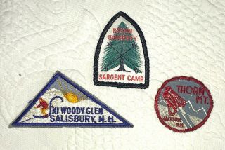 3 Rare Vintage Nh Lost Ski Area Patches: Woody Glen,  Sargent Camp,  Thorn Mountain
