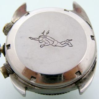 Vintage Mervos Breitling Diver Chronograph,  to restore,  steel case screw back 6