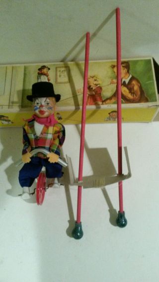 Fewo Germany tightrope walker clown toy 1950s era w box 3