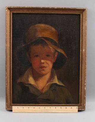Antique American Portrait Young Boy Oil Painting,  The Torn Hat,  Aft Thomas Sully