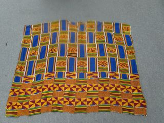 Vintage Handwoven Ewe Kente Cloth Ghana Africa Ethnic Textile Made Into Shirt