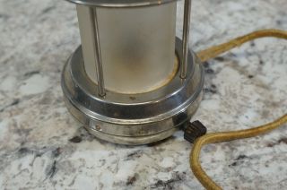 Antique 1930 ' s Chase Miniature Chrome Lamp Light Lantern Frosted Glass Electric 5