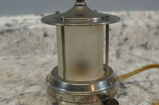 Antique 1930 ' s Chase Miniature Chrome Lamp Light Lantern Frosted Glass Electric 6
