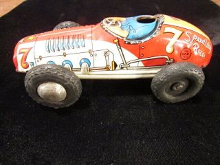 VIntage Marx toy race car tin 7 Speedway racer parts GREAT PAINT 3
