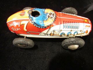 VIntage Marx toy race car tin 7 Speedway racer parts GREAT PAINT 4
