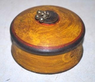 Old Vintage Rare Wooden Lacquer Painted Hand Crafted Vermilion Box Tika Box