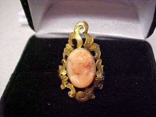 Vintage Cameo Ring 14k Yellow Gold Size 6 Weighs 5.  4 Grams 30 Mm Long