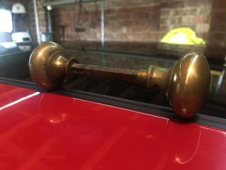 Antique Victorian rose brass door handle knob,  rim lock 3