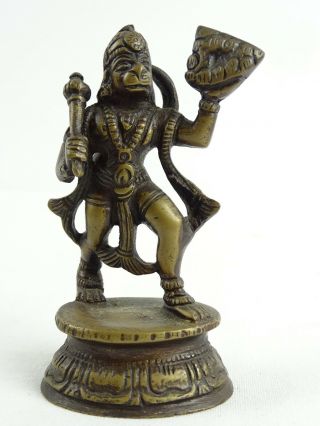 Old Indian Bronze Hanuman Personal Deity Idol India Early To Mid 20th Century