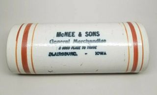 Advertising Red Wing Stoneware Rolling Pin Mcnee & Sons Blairsburg Iowa Antique