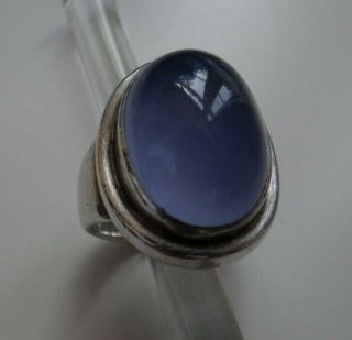 Vintage Georg Jensen 46a Sterling Silver 925s & Light Blue Stone Ring Denmark B