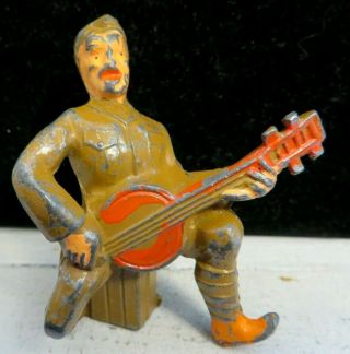 Vintage Manoil Lead Toy Soldier Rare Playing Banjo M - 095