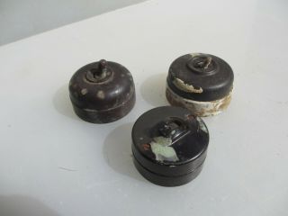 Vintage Bakelite Ceramic Light Switch Antique Old Art Deco Dolly Toggle X3