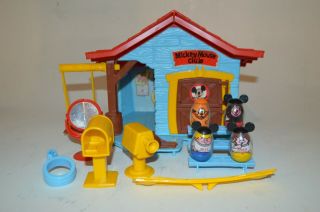 Vintage Weebles Disney Mickey Mouse Club House With Accessories Hasbro 1976