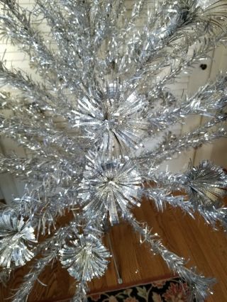 Vintage Mid Century 6.  5 ' Aluminum Pom Pom Christmas Tree Warren Stainless Metal 2