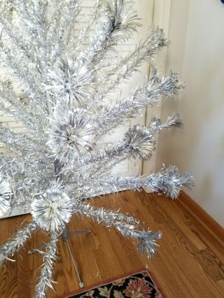 Vintage Mid Century 6.  5 ' Aluminum Pom Pom Christmas Tree Warren Stainless Metal 7