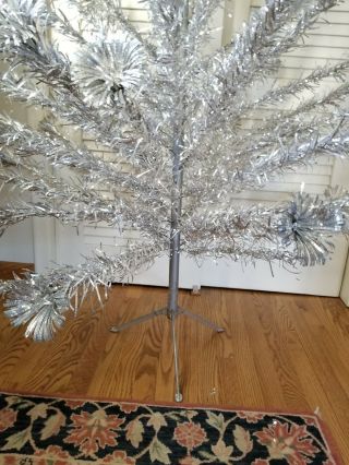 Vintage Mid Century 6.  5 ' Aluminum Pom Pom Christmas Tree Warren Stainless Metal 8
