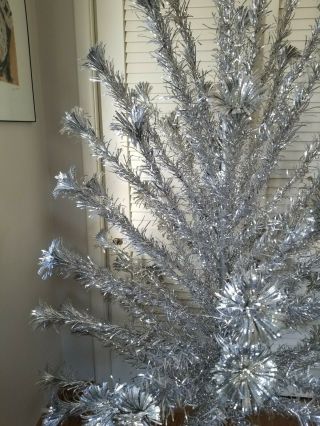 Vintage Mid Century 6.  5 ' Aluminum Pom Pom Christmas Tree Warren Stainless Metal 9