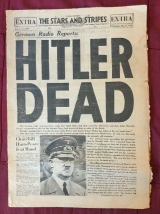 Hitler Dead - World War Ii - Paris Edition - 1945 Stars And Stripes Newspaper