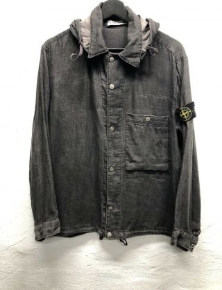Vintage Stone Island Made In Italy Black Cotton Buttoned Overshirt Jacket Small