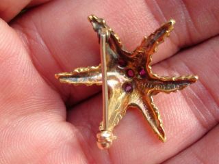 Rare Vintage TIFFANY&CO K18 Yellow Gold hand signed ruby starfish brooch 3