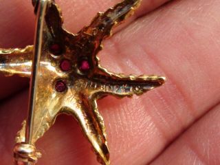 Rare Vintage TIFFANY&CO K18 Yellow Gold hand signed ruby starfish brooch 4