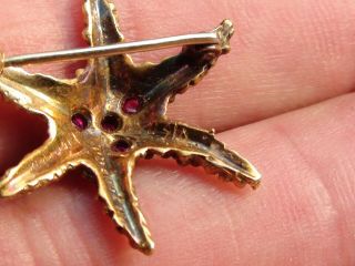 Rare Vintage TIFFANY&CO K18 Yellow Gold hand signed ruby starfish brooch 5