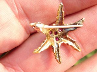 Rare Vintage TIFFANY&CO K18 Yellow Gold hand signed ruby starfish brooch 7