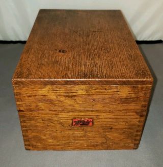 Weis Wooden Oak Recipe Box / Card File Vintage Label Intact