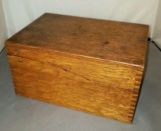 WEIS Wooden Oak Recipe Box / Card File Vintage Label Intact 2