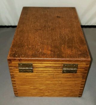 WEIS Wooden Oak Recipe Box / Card File Vintage Label Intact 3