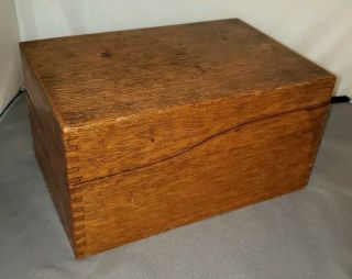 WEIS Wooden Oak Recipe Box / Card File Vintage Label Intact 4