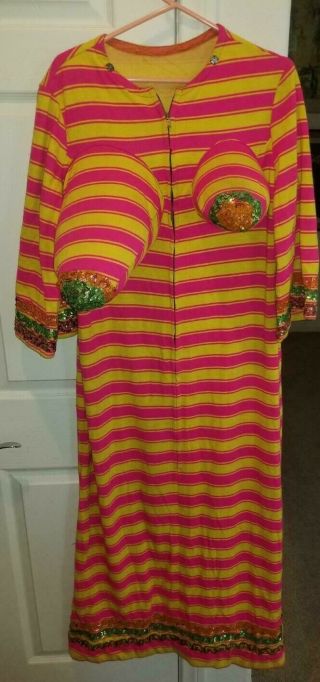 TRUDY WAYNE`s OWNED & STAGE WORN PINK & YELLOW GOWN WITH BOOBS FROM HER ESTATE 3