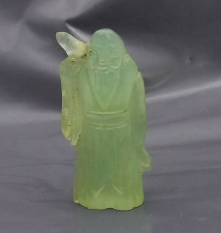 Small Vintage Jade Figurine Of A Chinese Man - Stone - 44mm Long