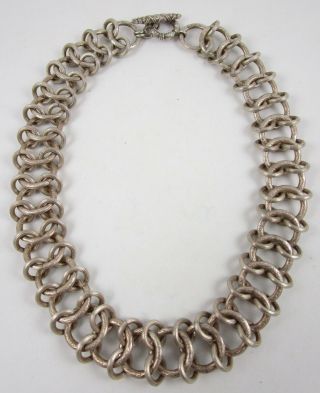 Stephen Dweck Sterling Silver Wide Chain Collar Necklace - 148 Grams