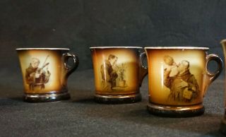 Warwick Antique IOGA Set Of 6 Porcelain Coffee Cups W/ Hand Painted figures 3