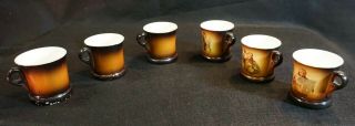 Warwick Antique IOGA Set Of 6 Porcelain Coffee Cups W/ Hand Painted figures 6