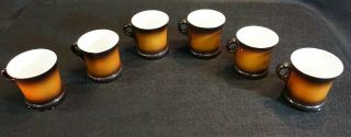 Warwick Antique IOGA Set Of 6 Porcelain Coffee Cups W/ Hand Painted figures 7