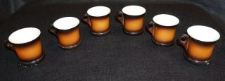 Warwick Antique IOGA Set Of 6 Porcelain Coffee Cups W/ Hand Painted figures 8