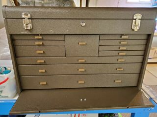 Vintage Kennedy 52611 Machinists Chest 11 Drawer Steel Tool Box W/ Key