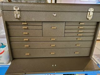 Vintage Kennedy 52611 Machinists Chest 11 Drawer Steel Tool Box w/ Key 2