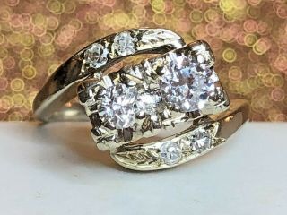 Antique 14k White Gold Diamond Ring Art Deco Bypass Written Appraisal 2/3 Tcw