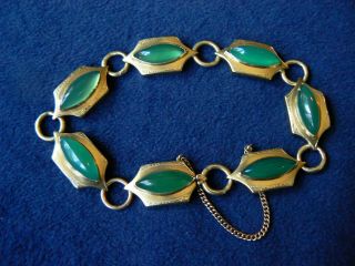 Art Deco 14k Gold Chrysoprase Bracelet Quality Antique