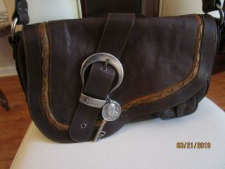 Authentic Dior Purse Brown Leather Shoulder Bag Gaucho Vintage Htf Rare Fab