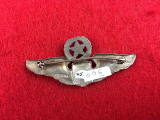 WWII US Army Air Corps Sterling Pilot Wings Pinback Pin Insignia 2” Command 2