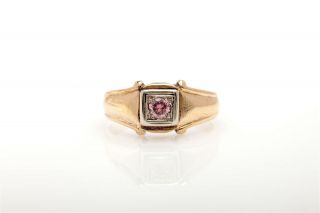 Antique 1940s.  33ct Pink Diamond 14k Yellow Gold Wedding Band Ring