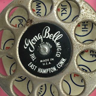 CUTE Vintage Pink Pressed Steel Toy Telephone GONG BELL MFG CO East Hampton CT 4