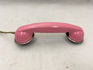 CUTE Vintage Pink Pressed Steel Toy Telephone GONG BELL MFG CO East Hampton CT 6
